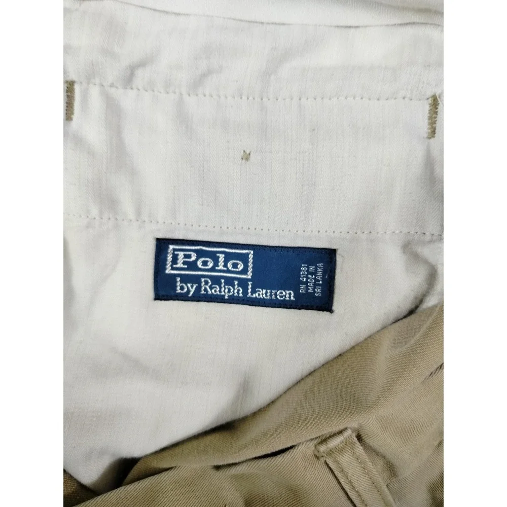 Vintage Polo Ralph Lauren Pants Mens 42 Beige Cotton Chino Flat Front Casual